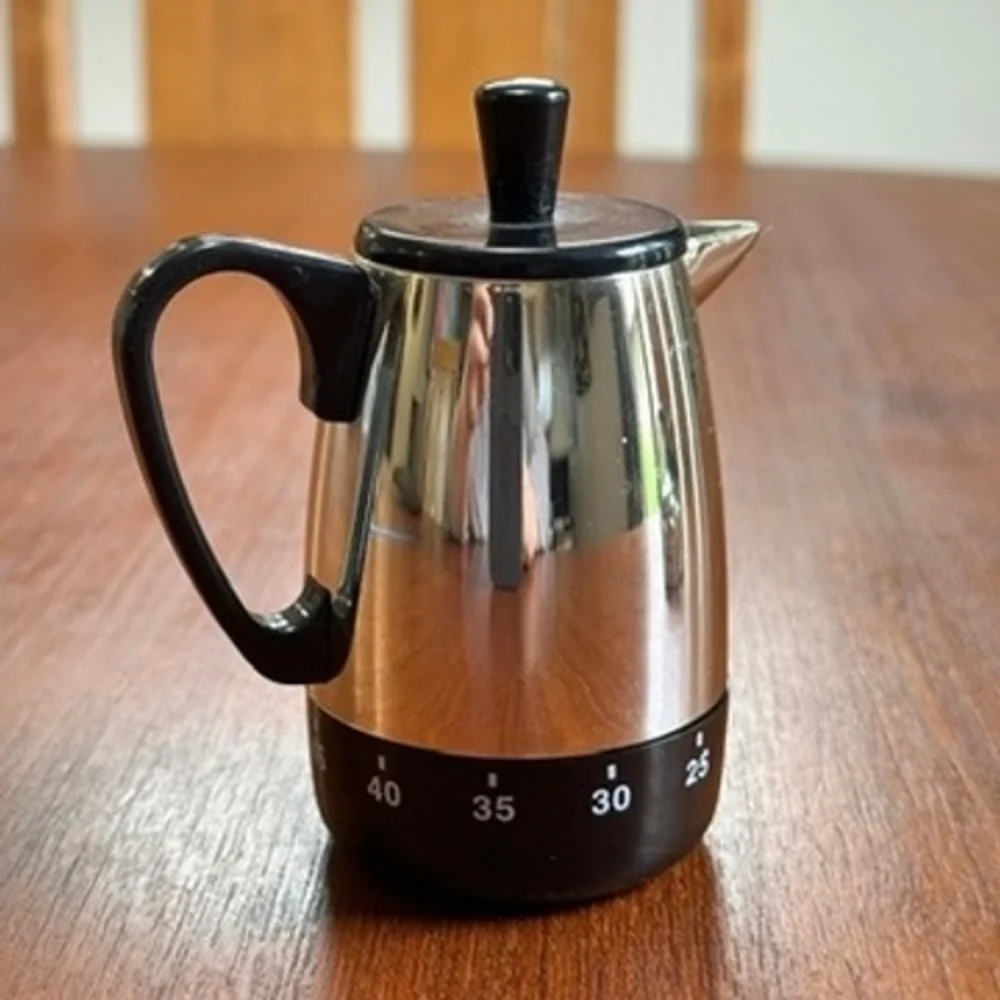 Vintage Chrome Coffee Percolator Tea Kettle Novelty Kitchen Timers WORKS MCM